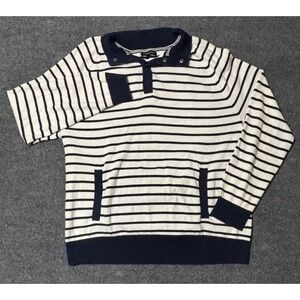 Banana Republic Men's XL Striped Collared Long Sleeve Cotton Sweater Navy White